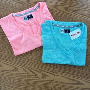 NWT Bundle RBX Tees - V Neck Coral and Aqua Workout or Casual Wear